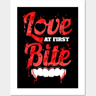 Love At First Bite Vampire Fangs Blood Halloween Posters and Art